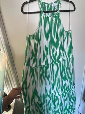Green and White  Halter WOMAN’S Dress